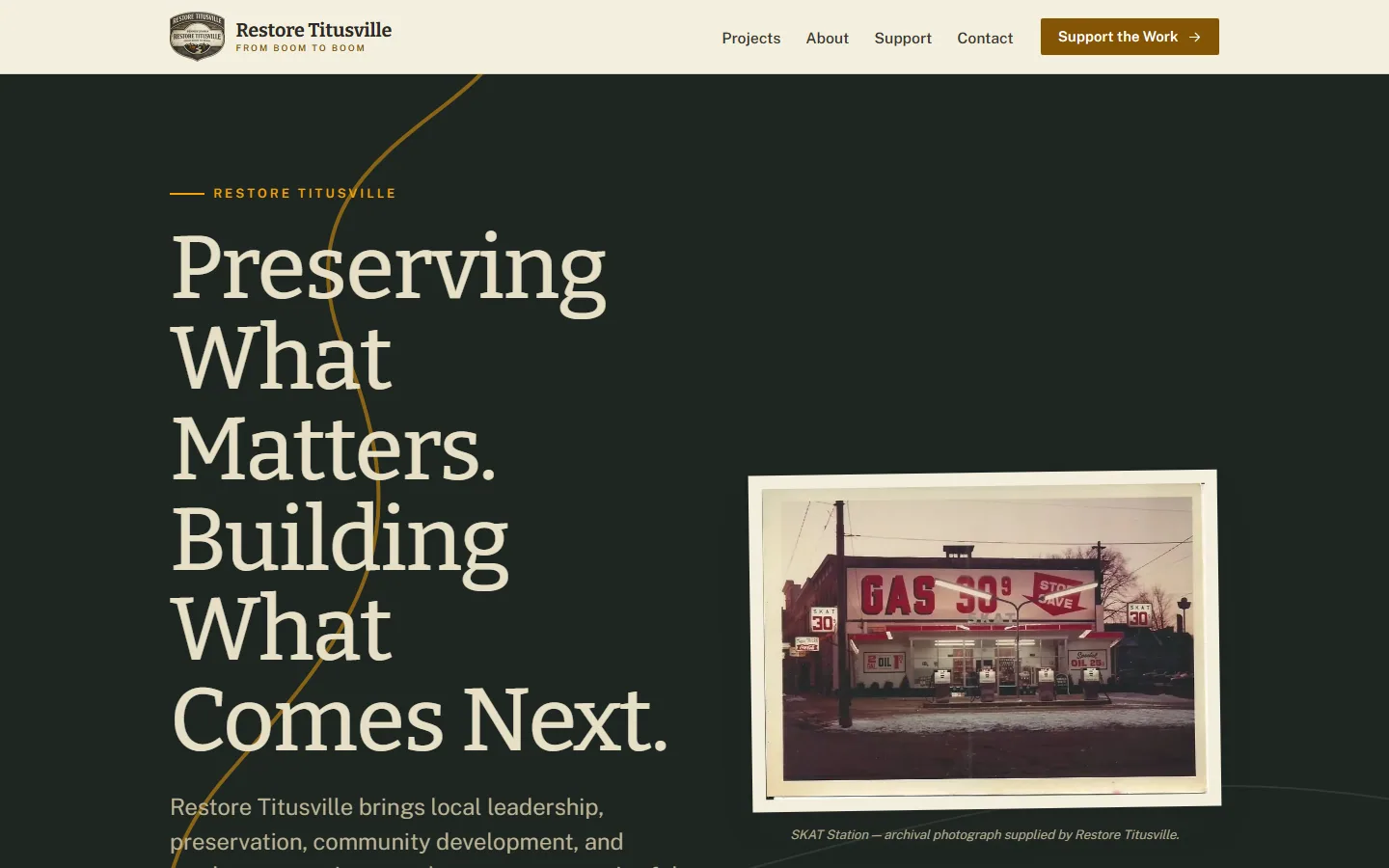 The Restore Titusville website built by Forever Still Studio